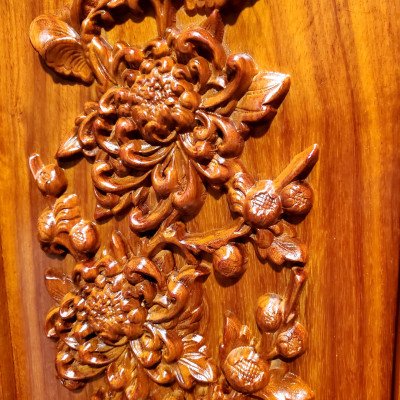 TRANH GỖ HƯƠNG ĐỤC NỔI TỨ QUÝ - TÙNG CÚC TRÚC MAI