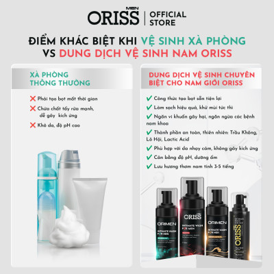 Dung Dịch Vệ Sinh Chuyên Dụng Cho Nam Giới Dạng Bọt Oriss Men Elegent 120ml/chai