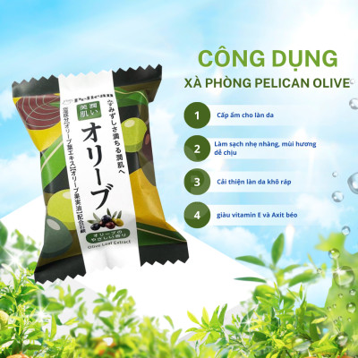 Xà Phòng Cấp Ẩm Và Dưỡng Mịn Da Olive Pelican Family Soap Olive 80 G