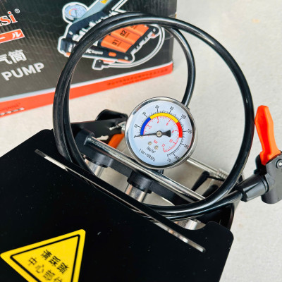 Bơm đạp chân xe đạp xe máy KAPUSI 3 ống xilanh bền đẹp - màu cam đen