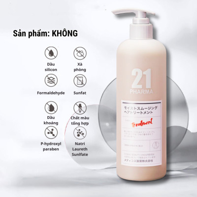 Dầu xả mượt tóc Pharma 21 Nhật Bản dầu xả tóc Dưỡng ẩm mềm mượt Hết xơ rối, chẻ ngọn - Chai 600ml