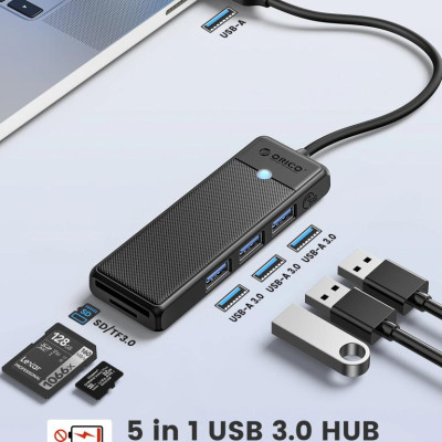 Bộ Chuyển Đổi HUB 1 USB ra 3 cổng USB 3.0 5Gps/ TF/SD 3.0*1 5Gbps PAPW3AT-U3-015 Orico - Hàng Chính Hãng