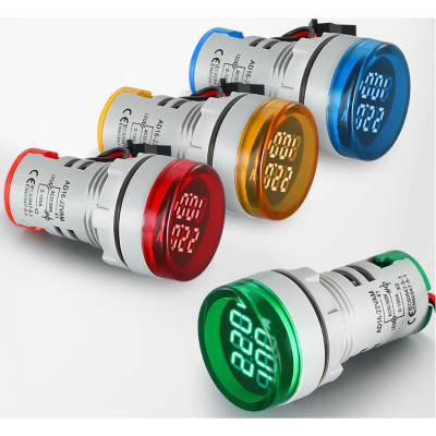 Đèn báo có hiển thị vôn, báo ampe, báo pha, đèn có còi phi 22mm điện áp từ 50V-380V