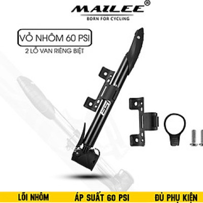 Bơm Xe Đạp Cầm Tay Bơm Lốp Xe Đạp ESL-60P Hợp Kim Nhôm, Bơm Lốp Xe Đạp gắn sườn xe 60 Psi Nhỏ Gọn 2 đầu van riêng (cho van mỹ và van nhọn) - Mai Lee