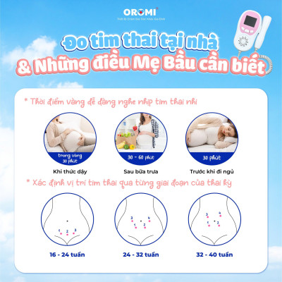 Máy đo tim thai tại nhà cao cấp Oromi CONTEC10CL - Máy nghe tim thai bỏ túi pin sạc