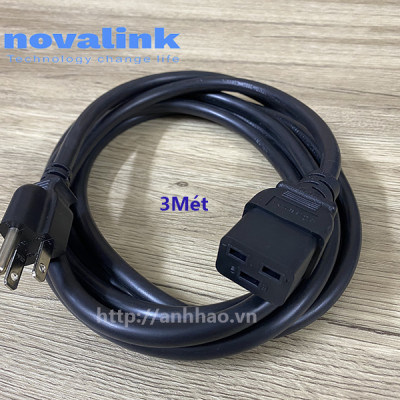 Dây nguồn C19 Novalink NV-54006A cao cấp - Chuẩn 15A/220V - Chuyên dùng cho UPS, Server, PDU (Đủ loại dài: 1.5m/2m/3m) - Hàng chính hãng