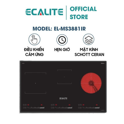Bếp Điện Từ 3 Vùng Nấu Ecalite EL-MS3881IR Inverter - Mặt Kính Schott Ceran - 9 Mức Công Suất - Hàng Chính Hãng