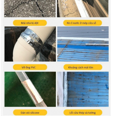 Băng Keo Chống Thấm Nhật Bản Băng Dính Chống Thấm Nước Chống Dột Mái Tôn, Dán Tường Siêu Dính Khổ 5,10,15,20 Cm