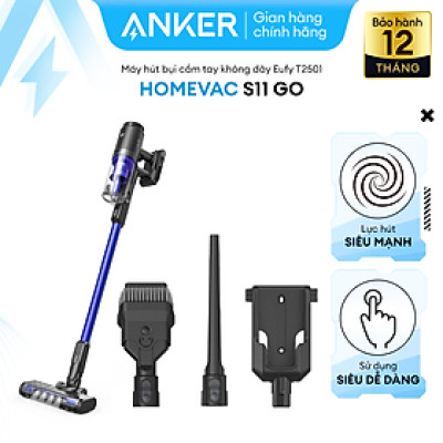 Máy hút bụi cầm tay không dây EUFY HomeVac S11 Go (by Anker) - T2501 - Lực hút 20000 Pa - Công suất hút 120AW - Hàng chính hãng bảo hành 1 năm