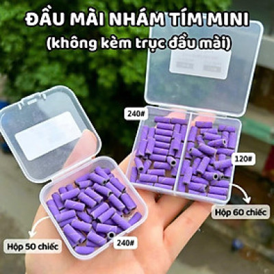 Đầu Mài Nhám Tím Mini 240, 120  Hộp 60 chiếc Làm Nhám Bề Mặt Móng, Tăng Độ Bền Móng Làm Nail, Đắp Gel Bột, Dễ Sử Dụng Nail Phương Miu