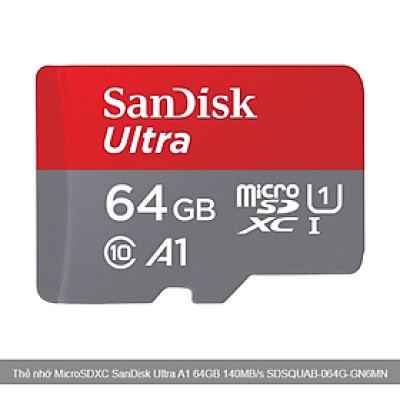 Thẻ Nhớ microSD 64GB SanDisk Ultra A1 140MB/s SDSQUAB-064G-GN6MN- Hàng chính hãng