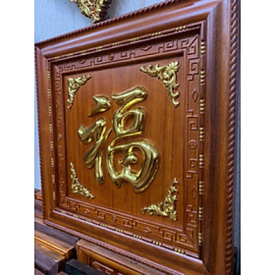 Tranh chữ phúc bằng gỗ hương đỏ kt 61×61×4cm