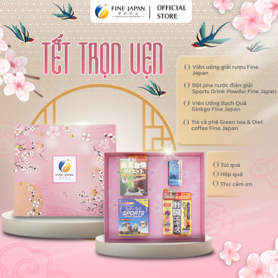 [Hộp quà Tết 2023] SAKURA TẾT TRỌN VẸN Fine Japan cho nam giới tuổi trung niên (bảo vệ gan, bổ não, điện giải, trà cà phê lấy lại vóc dáng)