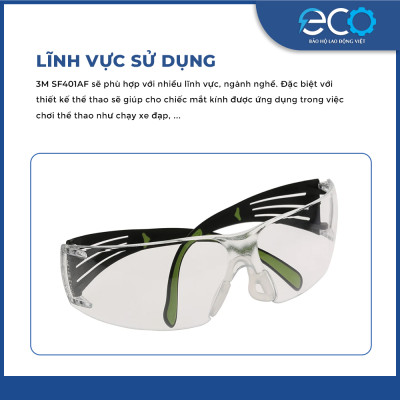 Kính bảo hộ 3M SF401AF kính chống bụi, chống tia UV phong cách thể thao