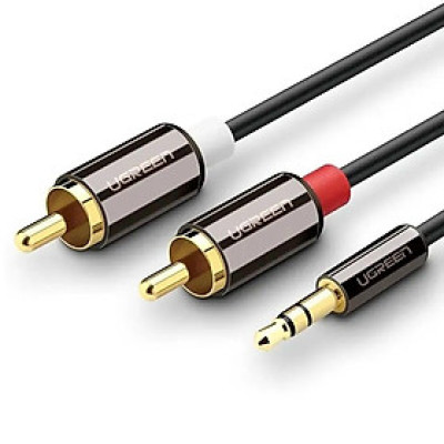 Ugreen 20779 0.5M màu Đen Cáp âm thanh 2 đầu Bông sen sang 3.5mm Dương mạ vàng AV116 Hàng chính Hãng