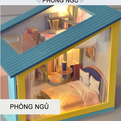 Mô hình nhà búp bê lắp ghép bằng gỗ Mẫu Biệt Thự 3 Tầng Sáng Tạo tặng kèm Cót Nhạc ,dụng cụ lắp ghép, keo silicon