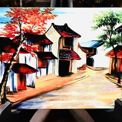 Tranh Sơn Mài - PHỐ CỔ VIỆT NAM | Size 20x30 cm | Nghệ Thuật Truyền Thống – Trang Trí Tinh Tế