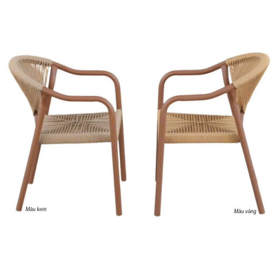 Ghế ngoài trời nệm dây nhựa đan CC2038-T Nội thất Capta Ghế cafe sân vườn khung sắt sơn tĩnh điện màu nâu 