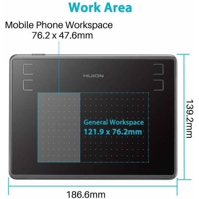 Bảng Vẽ Điện Tử Huion Inspiroy H430P 4x3 inch Kết Nối Điện Thoại Android, PC, Laptop - Hàng Nhập Khẩu