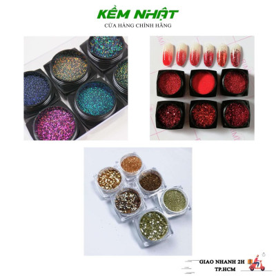Set 6 hủ nhũ rắc móng , nhũ rắc nail siêu sáng