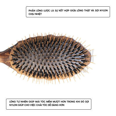 Lô sấy tóc Luster Wood Styler YS PARK lược phẳng truyền thống chính hãng YS-651