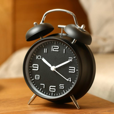 Đồng hồ báo thức 2 quả chuông kèm đèn kiểu cổ điển để bàn tiện lợi