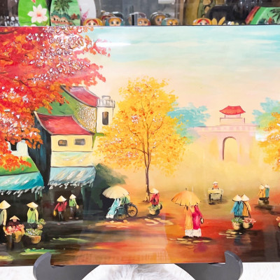 Tranh Sơn Mài - PHỐ CỔ VIỆT NAM | Size 40x60 cm | Hoài Niệm Thời Gian – Nghệ Thuật Sơn Mài Truyền Thống