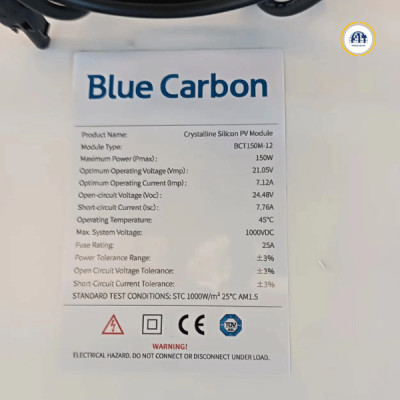 Tấm pin năng lượng mặt trời 150w - Chính hãng Blue Carbon - Hàng loại A