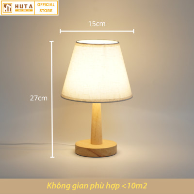 Đèn ngủ để bàn HUTA G2S Gỗ Chao Nón Vintage Dễ thương Decor Trang trí phòng ngủ, Đọc Sách Đầu Giường, Đầu Cắm USB, Đèn Vàng Bóng LED Tiết Kiệm Điện