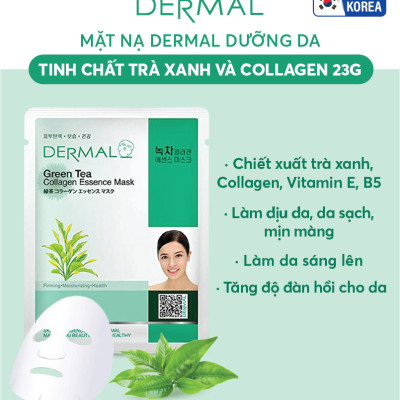 [ Tặng thêm 2 miếng ] Combo 10 Mặt nạ dưỡng da tinh chất trà xanh Dermal