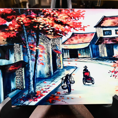 Tranh Sơn Mài - PHỐ CỔ VIỆT NAM | Size 20x30 cm | Nghệ Thuật Truyền Thống – Trang Trí Tinh Tế