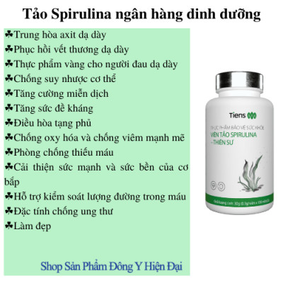 Thực Phẩm Bảo Vệ Sức Khỏe Viên Tảo Spirulina - Thiên Sư. Thực phẩm vàng cho người đau dạ dày,  Chống suy nhược cơ thể Tăng cường miễn dịch. 