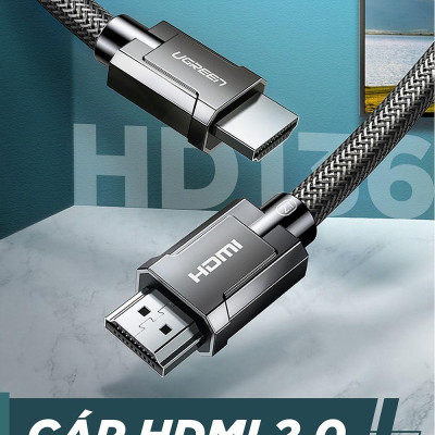 Ugreen UG70325HD136TK 3M 2.0 4K 60Hz 18Gbps màu đen Cáp HDMI chống nhiễu độ phân giải Cao - HÀNG CHÍNH HÃNG