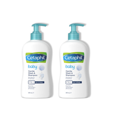 Combo 2 Sữa tắm gội dịu lành cho bé Cetaphil Baby Gentle Wash & Shampoo 400ml/chai