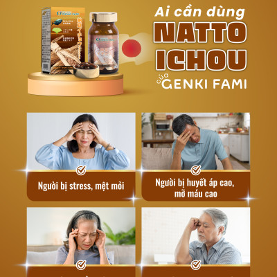 Viên Uống Phòng Ngừa Đột Quỵ, Bổ Não Nattokinase 3000FU Natto Ichou Genki Fami Nhật Bản