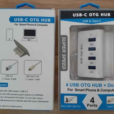 Hub USB Type-C ra 4 cổng USB kiêm giá đỡ cho Điện thoại