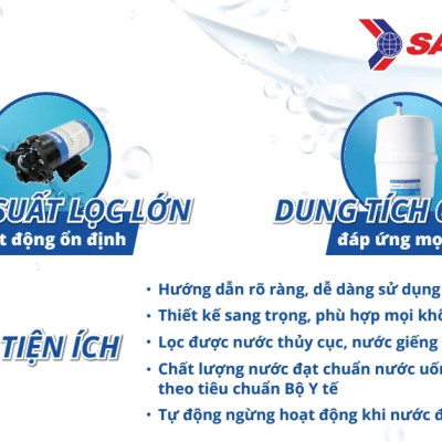 Máy lọc nước Sanaky Inverter VH-6210VD3 - 2 vòi – 3 chế độ nước Nóng – Lạnh – Nguội tiện lợi Núm nặn, vòi nước inox an toàn sử dụng- Hàng chính hãng