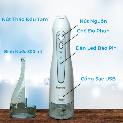 Tăm nước cầm tay Fairywill FW5020E, phiên bản nâng cấp , tăng cường khả năng chống nước, bền bỉ vượt trội