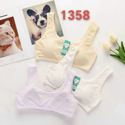 Áo Lót Nữ Áo Lót Học Sinh Ba Lỗ Cotton Hoa Chìm Mút Liền 1358 – Êm Ái, An Toàn, Thoáng Mát