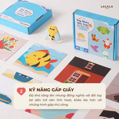 Bộ Đồ Chơi Lalala Baby, Giấy Thủ Công Đa Kỹ Năng Cắt Dán, Tô Màu, Gấp Giấy Tay Khéo Não Tinh (Không bao gồm kéo + bút màu)