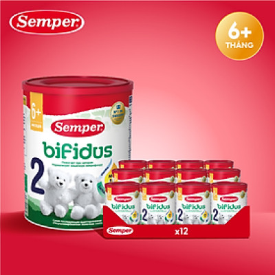 Thùng 12 hộp Sữa bột công thức Semper Bifidus số 2 400g/hộp