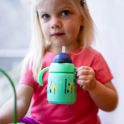 Bình Tập Uống Nước Có Ống Hút Đáy Nặng Kháng Khuẩn Chống Tràn Cho Bé Tommee Tippee Superstar 300ml, Từ 6 Tháng - Xanh Lá