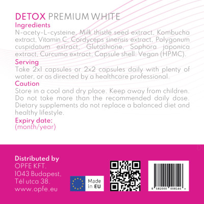 Thực phẩm BVSK OPFE Detox Premium White capsules (120 viên), Hungary (Made in EU) 100% Thảo dược tự nhiên