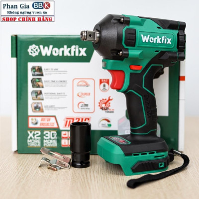 Máy Siết Bulong Pin 21V WORKFIX Pin 10 Cell - Lực Siết 450Nm 100% Lõi Đồng Động Cơ Không Chổi Than (Bảo Hành 1 Năm)