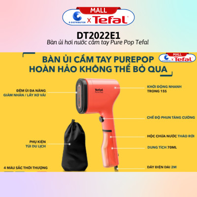 Bàn ủi hơi nước cầm tay Tefal DT2022E1 (Công suất 1300W) - Giao màu ngẫu nhiên - Hàng Chính Hãng - Bảo Hành 12 Tháng - Dung tích nhỏ gọn 70 ml