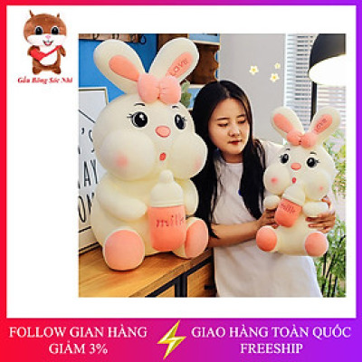 Gấu Bông Thỏ Ôm Bình Sữa - Thỏ Nhồi Bông Cao Cấp