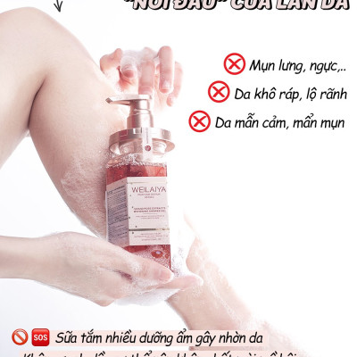 Sữa tắm trắng da chiết xuất cánh hoa hồng Damask Weilaiya Grand Rose Extracts Whitening Shower Gel chai 450ml