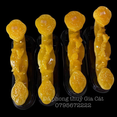 Gậy như ý đá ngọc hoàng long 40cm phong thuỷ