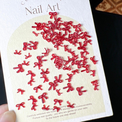Set 50 Chiếc Nơ Đỏ 3D Mix Size Làm Nail Nữ Tính, Charm Nơ Đỏ Bằng Nhựa Gắn Móng Tay Nghệ Thuật Trẻ Trung Women