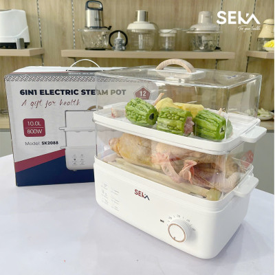 Nồi Hấp Điện 2 Tầng Đa Năng 6in1 Seka SK6610 (SK2088) Model 2024 - Nồi Hấp Hẹn Giờ - Dung Tích 10L - Hàng Chính Hãng